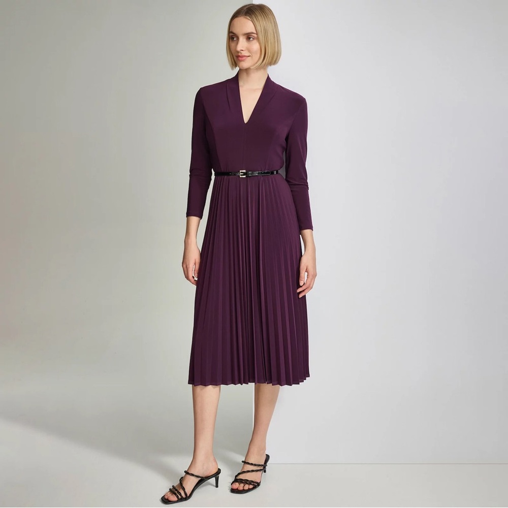 Harper Rose Long Sleeve Pleated Skirt Midi Dress